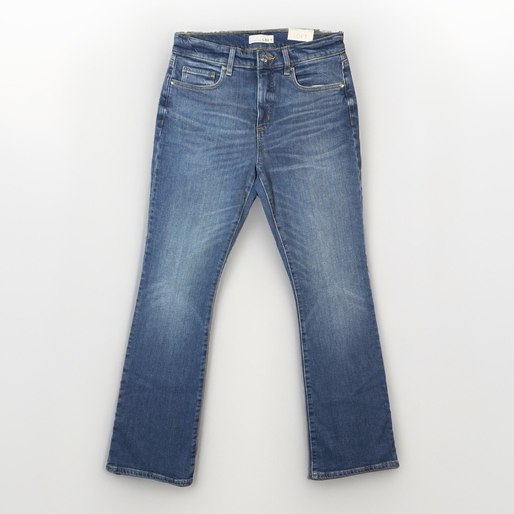 LOFT The Boot Mid Rise Jeans Womens 27 4 Blue Stretch Bootcut NWT 30 Inseam